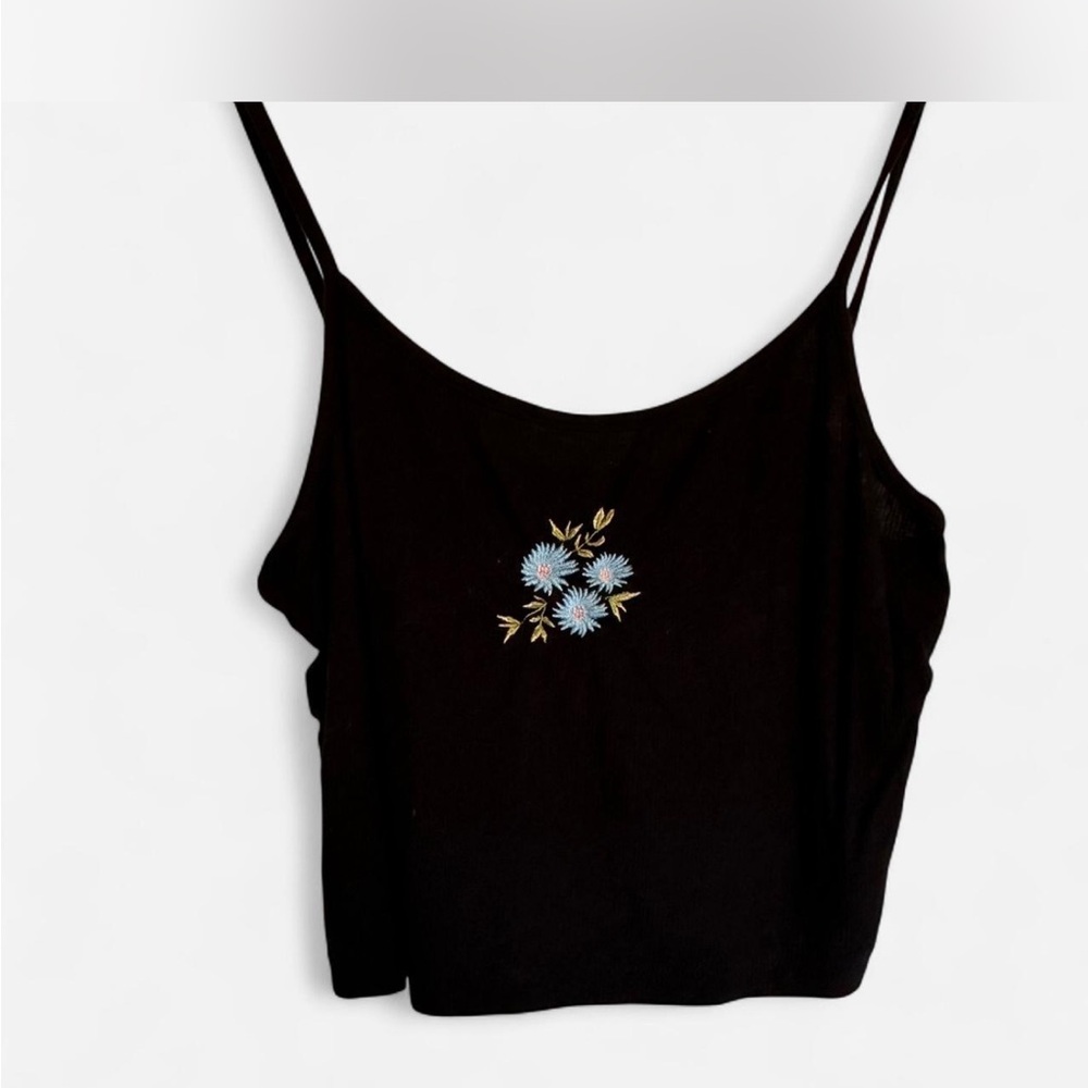 ROMWE Black Embellished Crop Camisole
